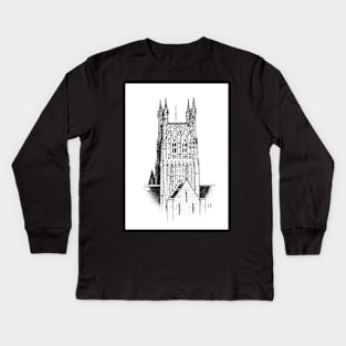 Worcester Cathedral - Stipple Drawing Kids Long Sleeve T-Shirt